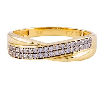 9ct gold Cubic Zirconia half eternity Ring size O